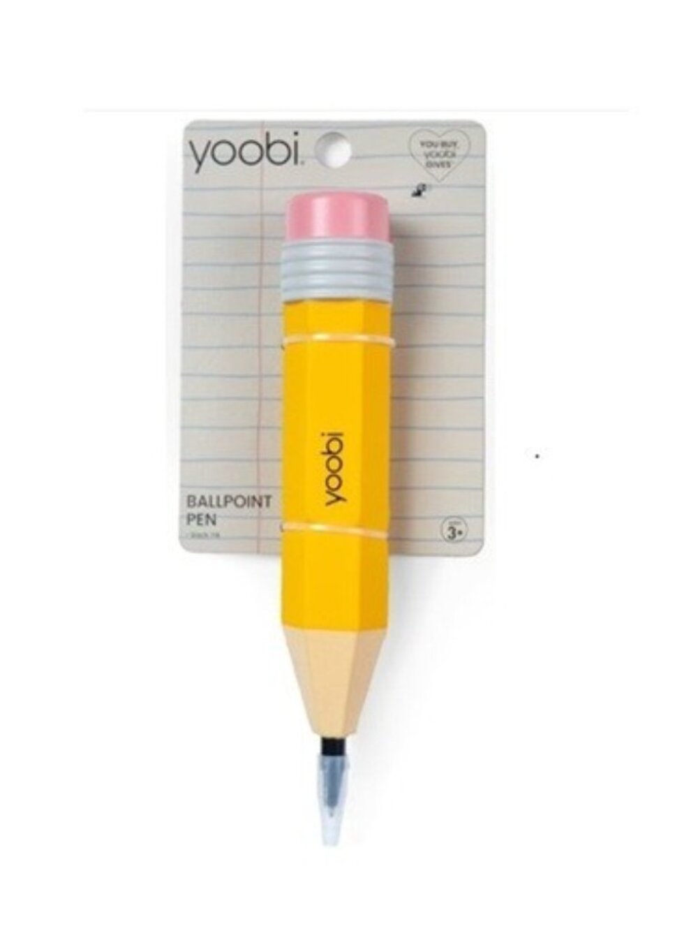 Yoobi Squishy Pencil-Shaped Ballpoint Pen, 1.0mm, Black Ink